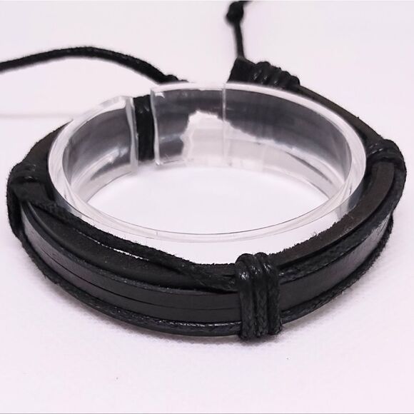 Men's bracelet leather black new e13 - Picture 1 of 1